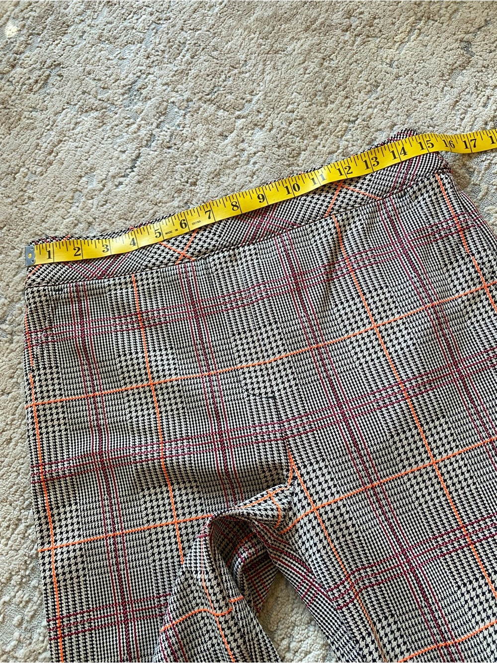 Spanx Perfect Kick Flare Ponte Plaid Trousers Orange Pop Pull On Pants: Large - Picture 5 of 9